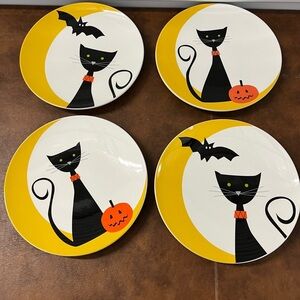 Yedi Houseware Halloween Black Cat & Pumpkin Plates – Set of 4